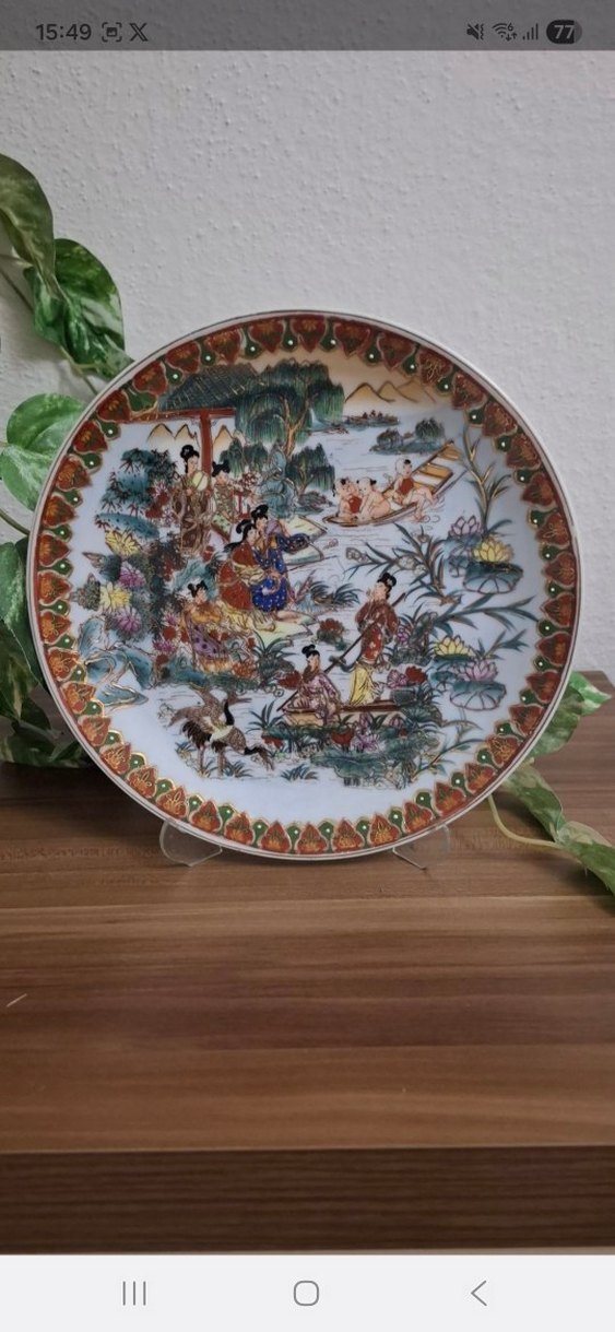 1 adet el boyama Japon kızı dekor tabak - Görsel 2