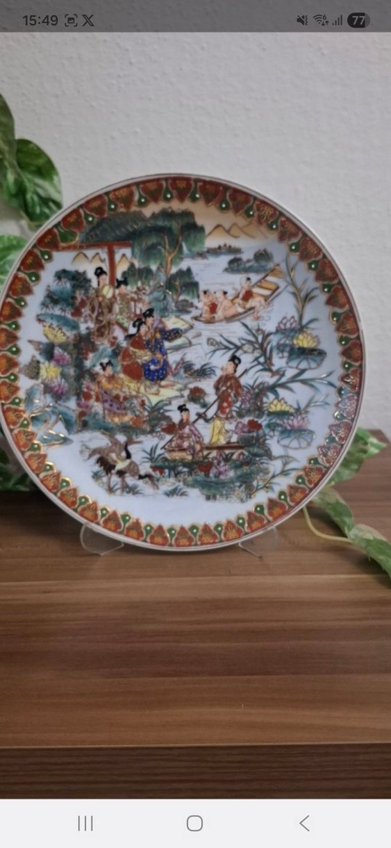 1 adet el boyama Japon kızı dekor tabak - Görsel 3