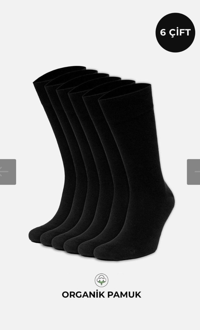 Misirli Organik Pamuk Siyah Erkek Çorap 6'lı - Görsel 4