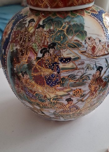 3 lü el boyaması japon kız figürlü dekoratif takım - Görsel 6