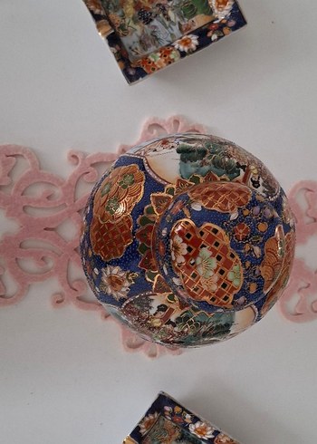 3 lü el boyaması japon kız figürlü dekoratif takım - Görsel 5