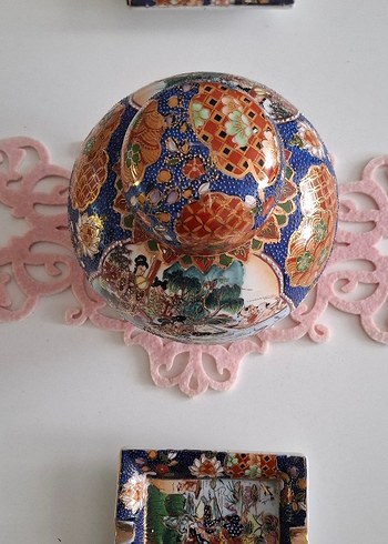 3 lü el boyaması japon kız figürlü dekoratif takım - Görsel 2