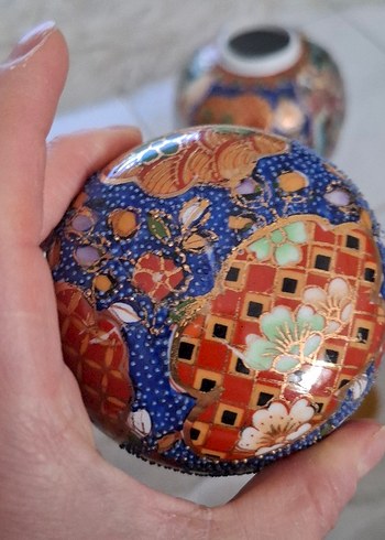 3 lü el boyaması japon kız figürlü dekoratif takım - Görsel 10