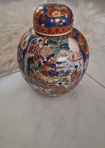 3 lü el boyaması japon kız figürlü dekoratif takım - Görsel 7