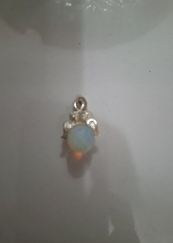 Beden beyaz Renk Ay Taşı Kolye Ucu