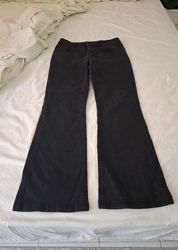 LC Waikiki Siyah Kadın ispanyol paça kot jeans Pantolon