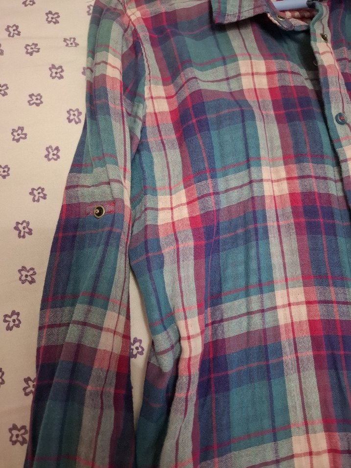 Renkli Ekoseli Pamuklu Uzun Kollu Gömlek - Görsel 4