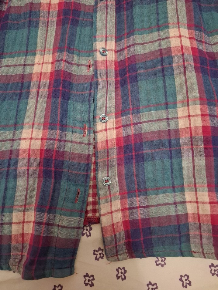 Renkli Ekoseli Pamuklu Uzun Kollu Gömlek - Görsel 2