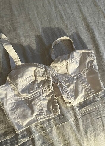 Beyaz Kot mini crop top ????