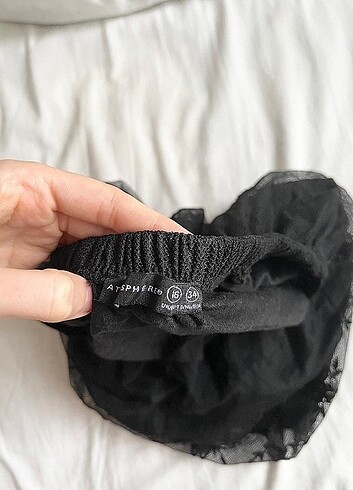 Zara Siyah dantelli mini etek 