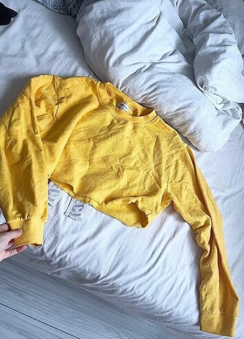 Sarı Kısa Sweatshirt 
