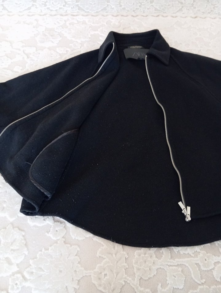 zara siyah yünlü ceket - Görsel 5