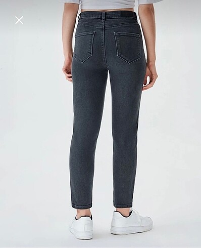 36 Beden Gri yüksek bel jeans