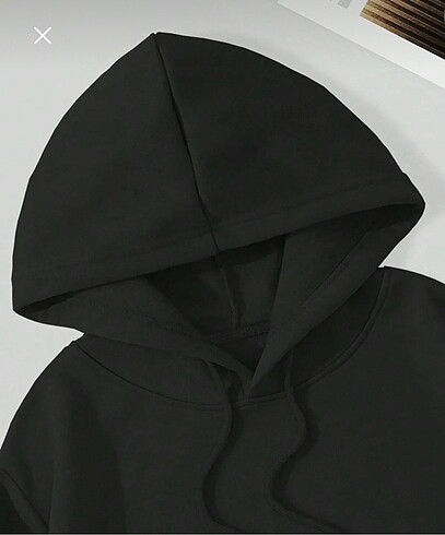 m Beden Basit kapüşonlu crop içi polarlı sweatshirt