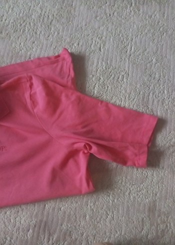 Pembe Düğmeli Kısa Kollu Hamile Tişörtü - Görsel 2