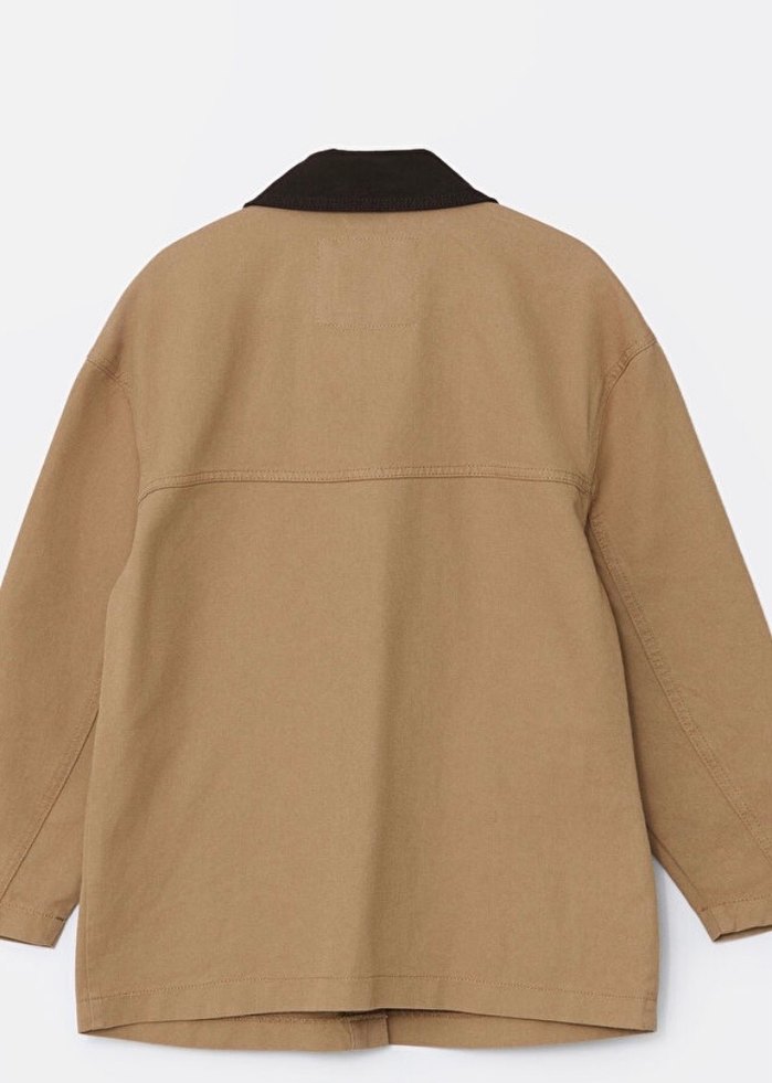 Düğmeli Bej Midi Kadın Ceket - Görsel 2