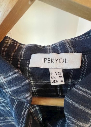 ipekyol Gri Ekoseli Kadın Uzun Kollu Salaş Elbise