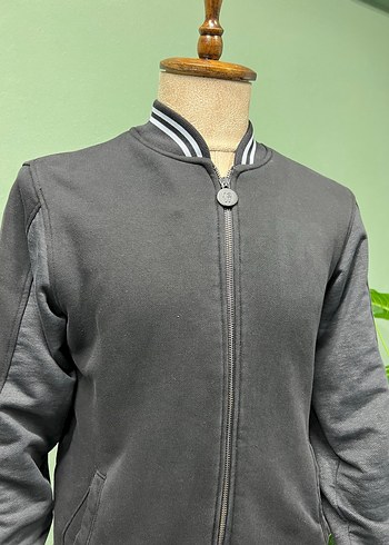 Erkek Siyah Bomber Ceket Fermuarlı - Görsel 3