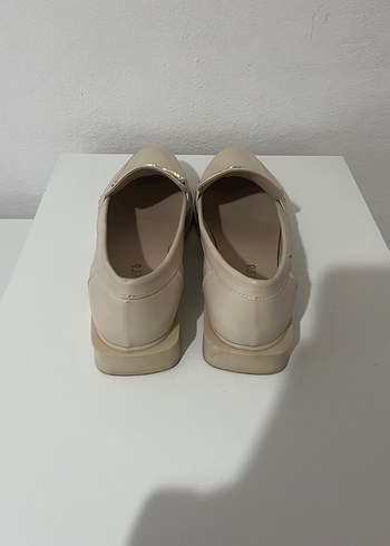 Bej Deri Tokalı Kadın Loafer - Görsel 3