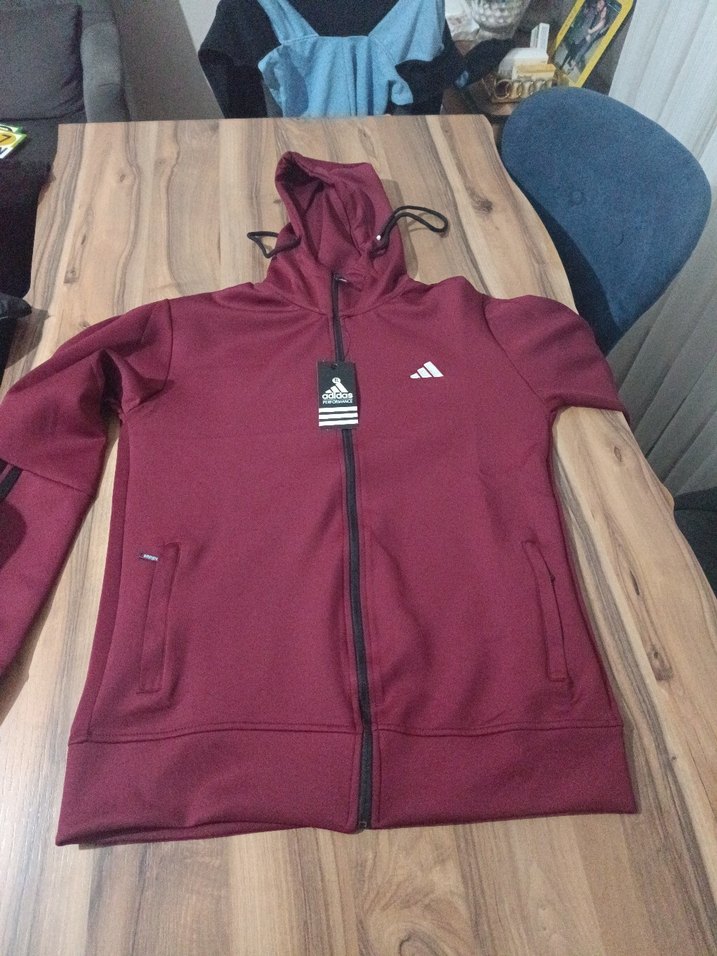 Bordo Siyah Kapüşonlu Fermuarlı Erkek Eşofman Takımı - Görsel 3