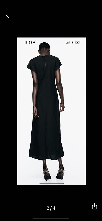 xs Beden Zara siyah elbise midi boy