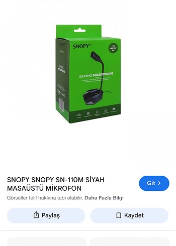 Snopy SN-110M Siyah Masaüstü Mikrofon