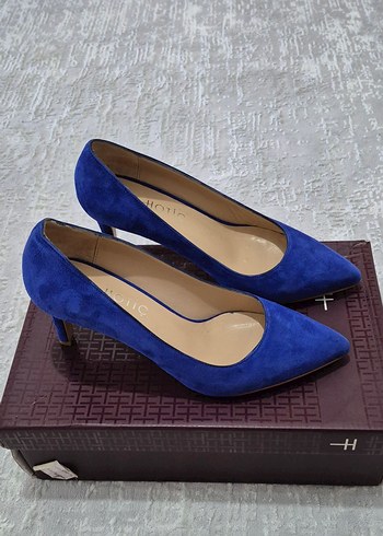 Koyu Mavi Süet Stiletto Kadın Ayakkabı
