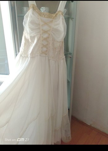 Vintage Bohem Gelinlik, Uzun, Askılı, Straplez