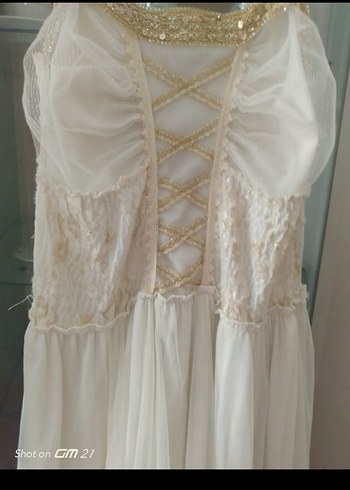 42 Beden Vintage Bohem Gelinlik, Uzun, Askılı, Straplez