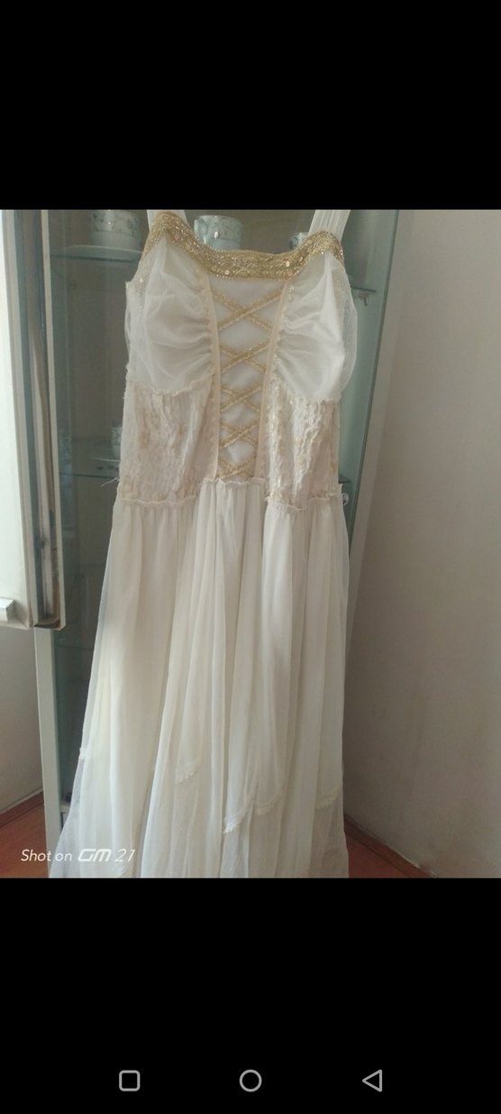 Vintage Bohem Gelinlik, Uzun, Askılı, Straplez - Görsel 2