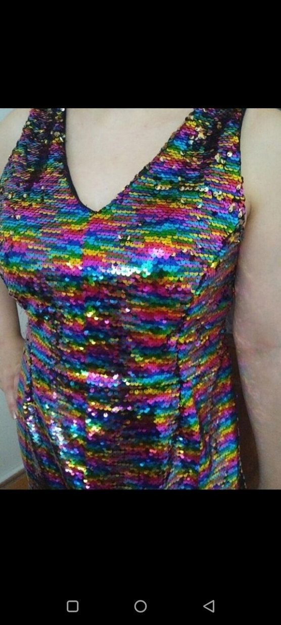 Renkli payetli nişan after party elbisesi - Görsel 2