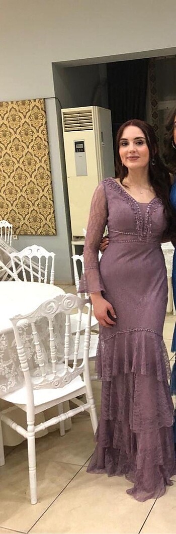 Lila tüllü abiye