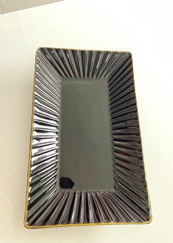 Vintage Siyah Dikdörtgen Tabak Sermik - Görsel 2