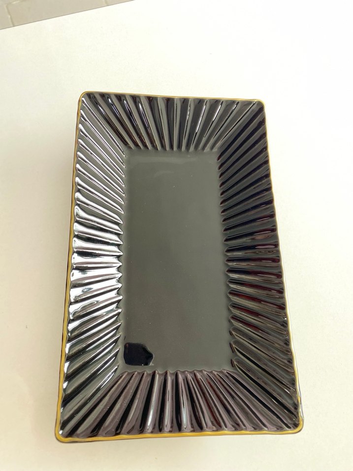 Vintage Siyah Dikdörtgen Tabak Sermik - Görsel 2