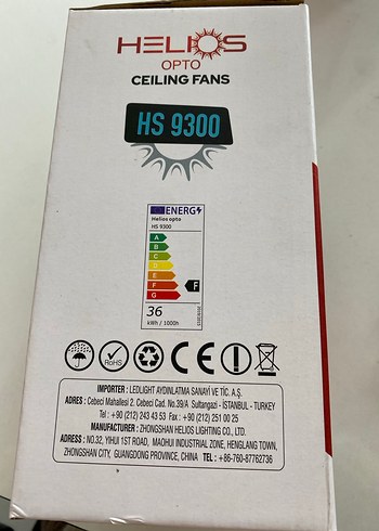 Helios HS9300 Beyaz Tavan Vantilatörü 36W - Görsel 3