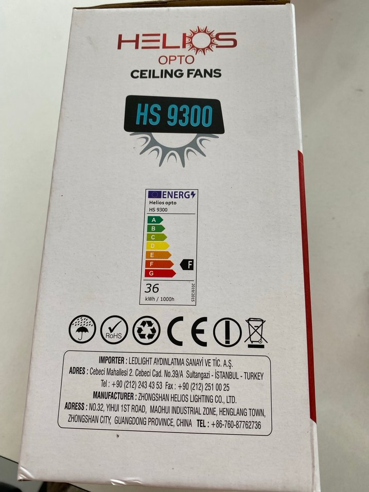 Helios HS9300 Beyaz Tavan Vantilatörü 36W - Görsel 3