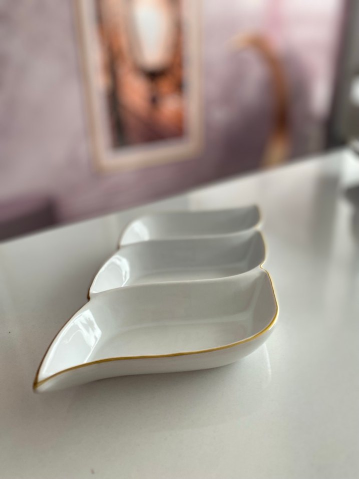 Modern Beyaz ve  Altın Kenarlı Tabak - Görsel 3