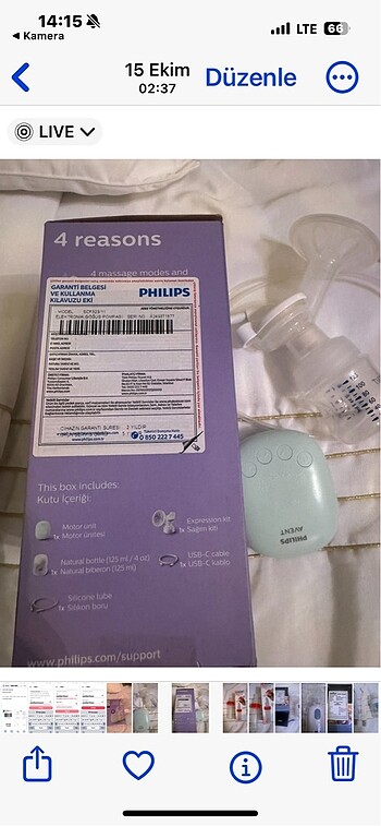  philips avent süt pompası