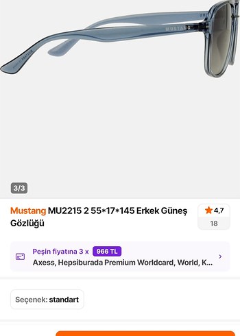 MUSTANG GÜNEŞ GÖZLÜĞÜ MU2215 - Görsel 4