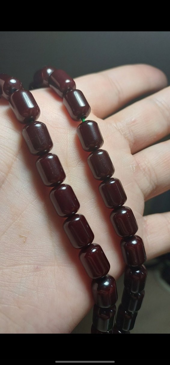 MÜKEMMEL SIKMA İÇİ KIPKIRMIZI AĞIR GÜMÜŞ PÜSKÜL TESBİH - Görsel 2