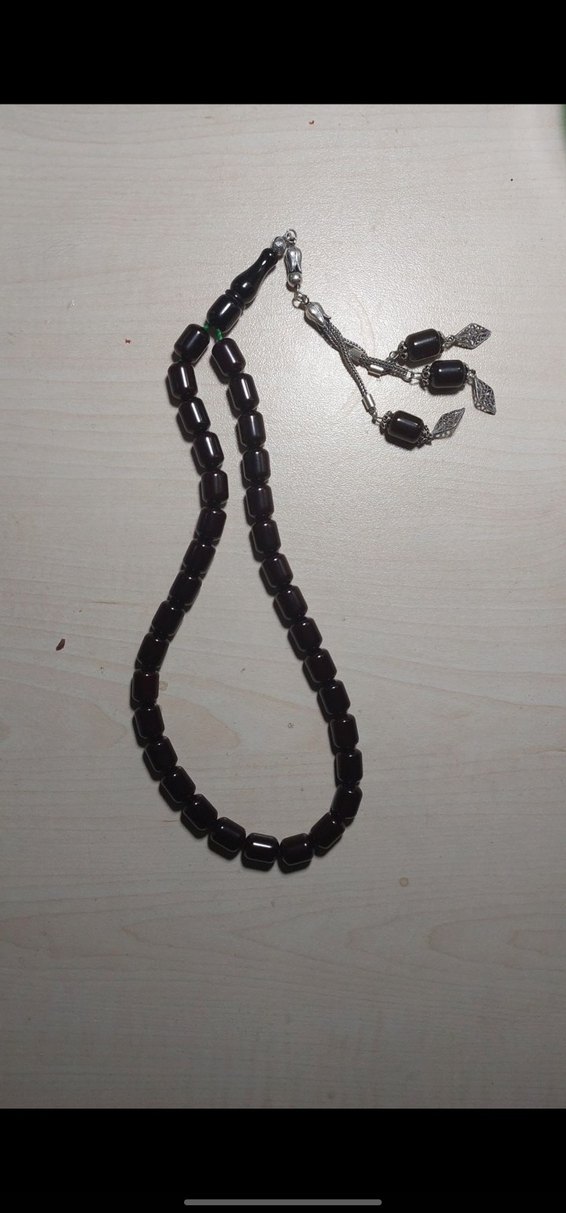 MÜKEMMEL SIKMA İÇİ KIPKIRMIZI AĞIR GÜMÜŞ PÜSKÜL TESBİH - Görsel 3