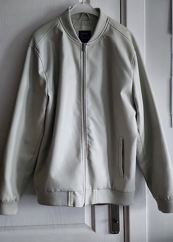 Beyaz Regular Fit Erkek Deri Ceket - Görsel 3