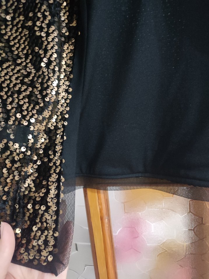 Altın Renkli Payetli Yılan Desenli Kadın Ceket - Görsel 2