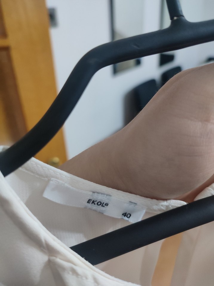 Beyaz Pilili Uzun Kollu Kadın Gömlek - Görsel 3