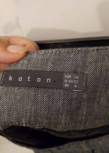 Gri Midi Keten Pilili Hamile Etek - Görsel 2