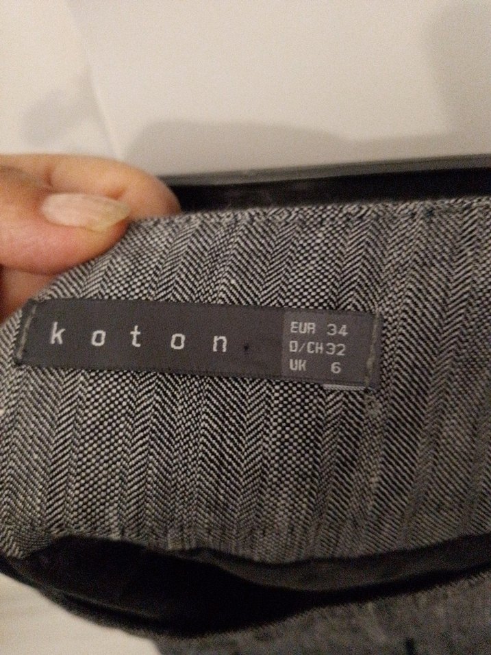 Gri Midi Keten Pilili Hamile Etek - Görsel 2