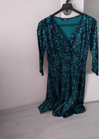 Yeşil V Yaka Uzun Kollu Hamile Elbisesi - Görsel 2