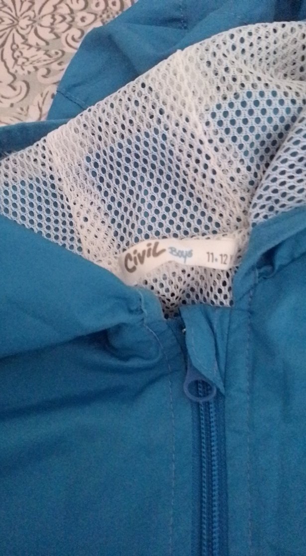 Kapüşonlu Mavi Erkek Yağmurluk - Görsel 2