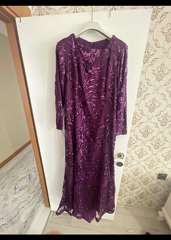 Mor Uzun Kollu V Yaka Kadın Hint Elbisesi - Görsel 2