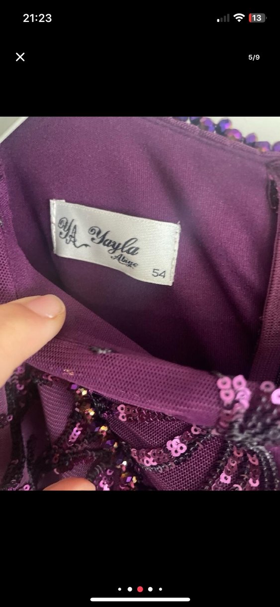 Mor Uzun Kollu V Yaka Kadın Hint Elbisesi - Görsel 3